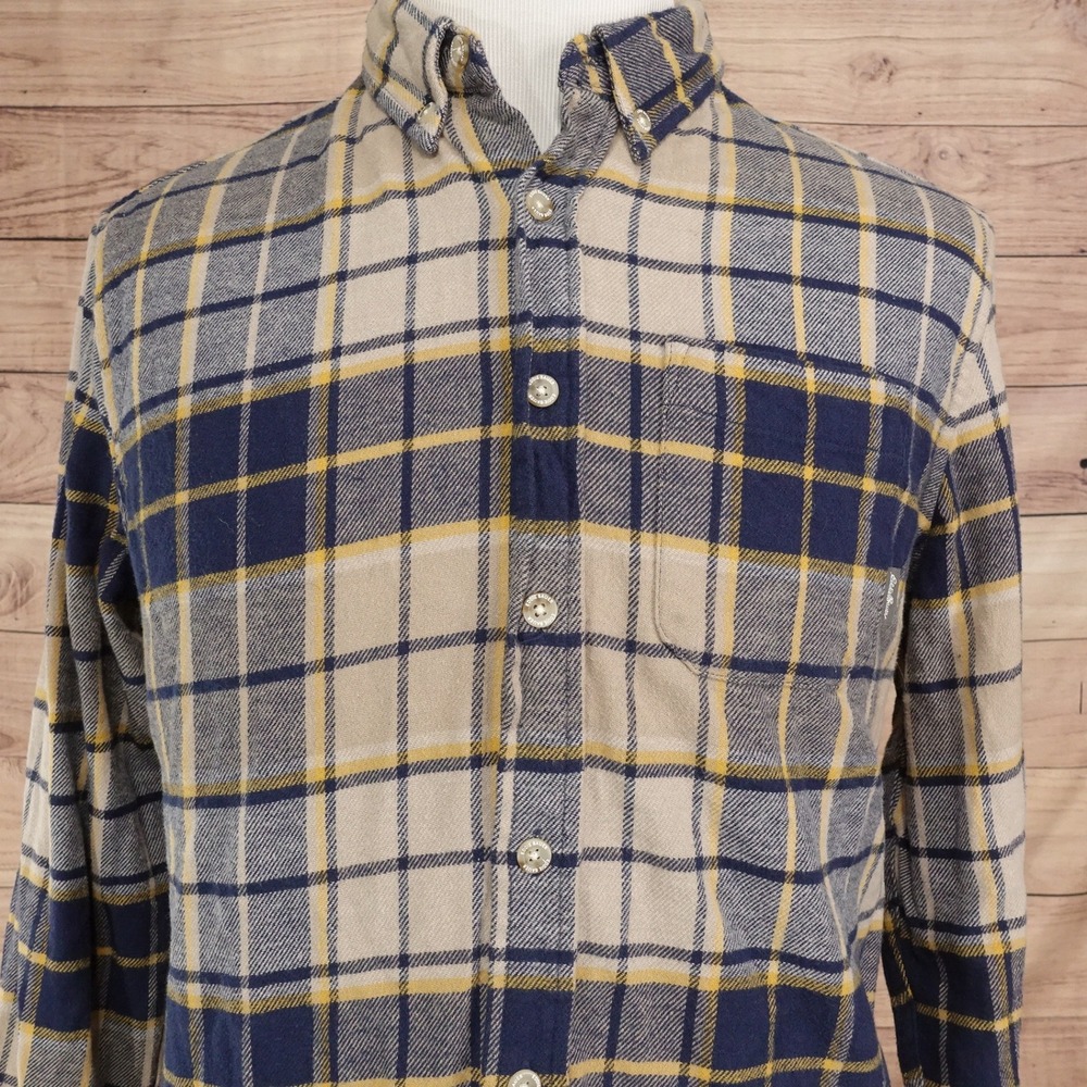 Eddie Bauer Flannel Shirt Mens Large Plaid Excellent Button Down